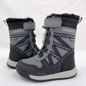NWOT Merrell Baby Winter Snow Boots Black Gray Toddler Little Kid - Size 5